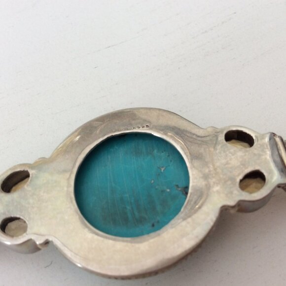 Vintage Turquoise and citrine 925 silver bracelet - Picture 4 of 5
